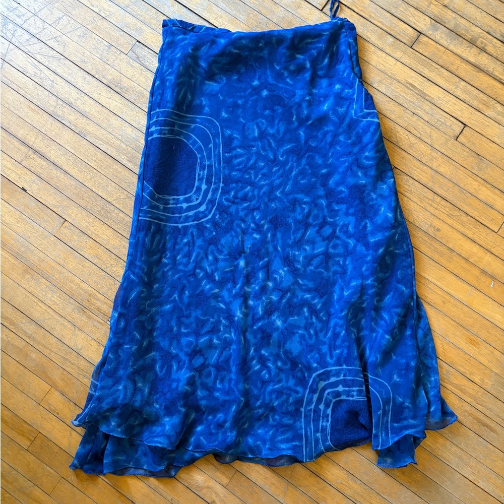 Vintage South Beach Ladies Blue Women's Print Maxi Skirt Size Medium